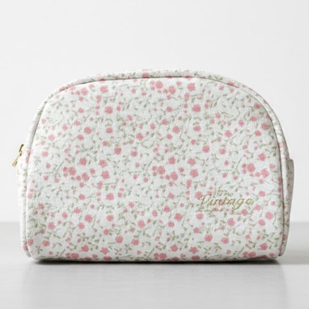 The Vintage Floral Print Makeup Pouch with Zipper Travel